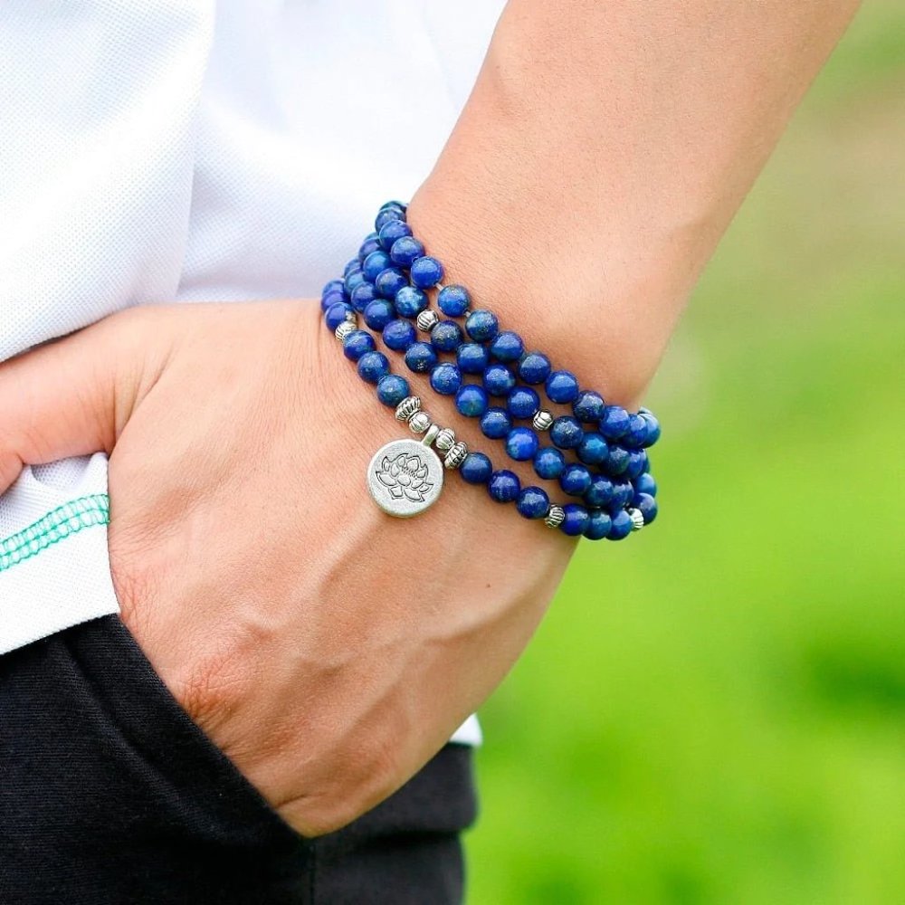 Lapis Lazuli  108 Mala Beads Prayer Necklace Multi Strands Meditation Bracelet